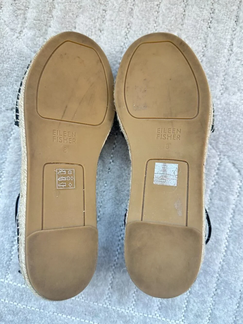 Eileen Fisher Lace Black Leather Lace-Up Espadrille Flats Women’s Size 8